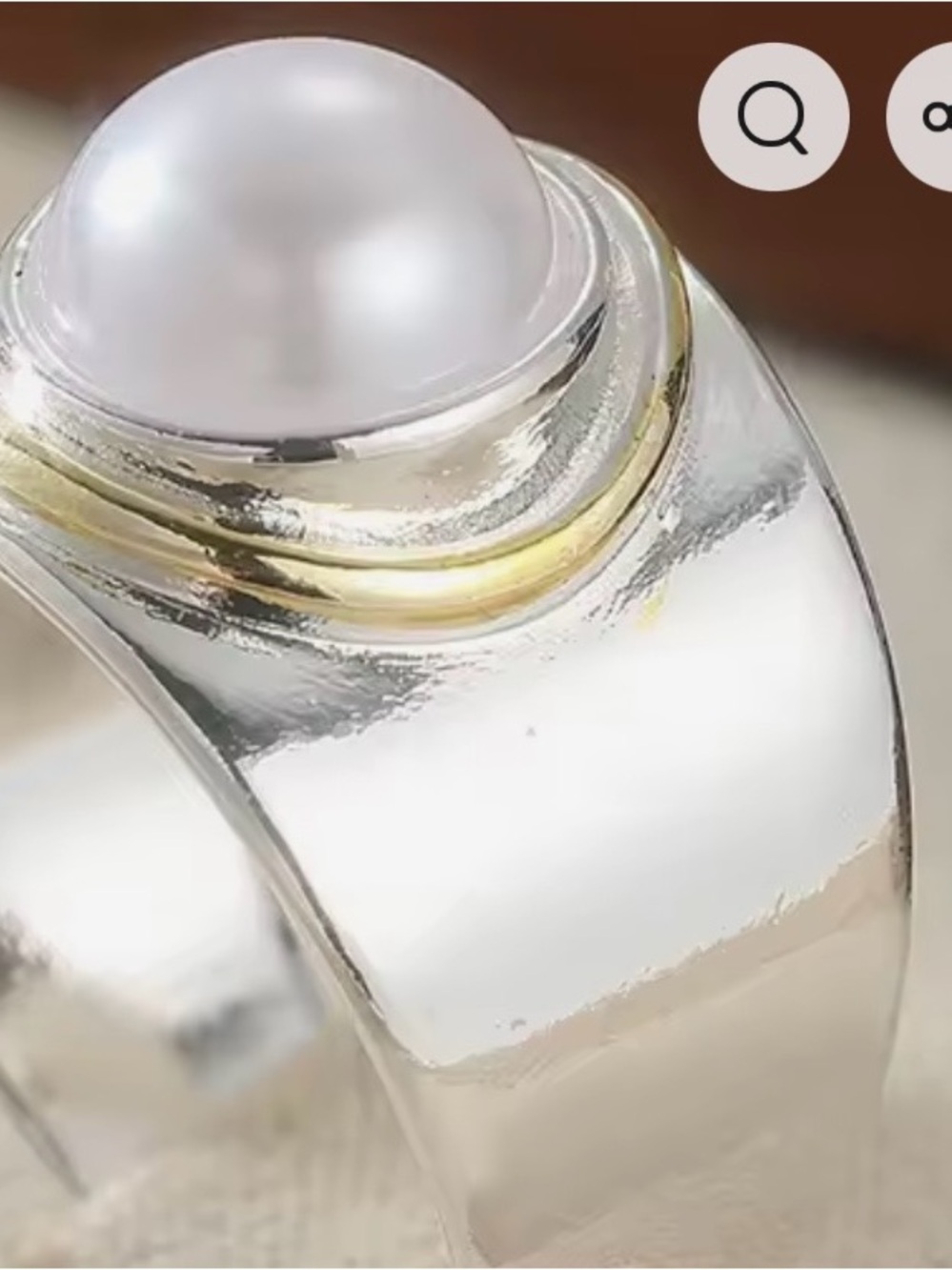 Classic Sterling Silver Pearl Ring with Gold Accent - White Pearl